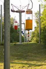 Colorful cable funicular in public park