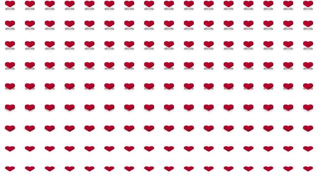 Romantic isometric background red hearts horizontal wave