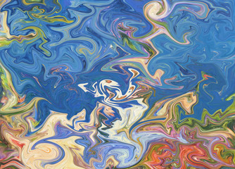 Beautiful shine impressionist artwork. Marbled abstract design. Swirl decor elements. Fantasy art. Marble background. Liquid painting, Graphic drawing. Artistic bright smooth texture. Visual fine art.
