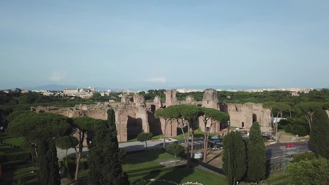 Aerial view of termas of Caracalla in Rome