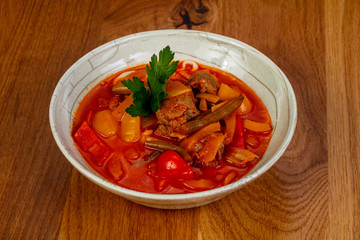 Traditional lagman soup