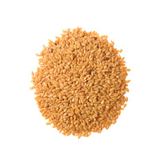  golden Flax  seeds heap  isolated on white background