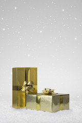 Gold Wrapped Christmas presents