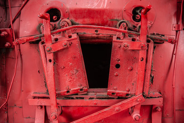 Details of a vintage steam train driving cabin