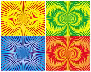 4 abstract artistic background in four color tones. Vector drawings.