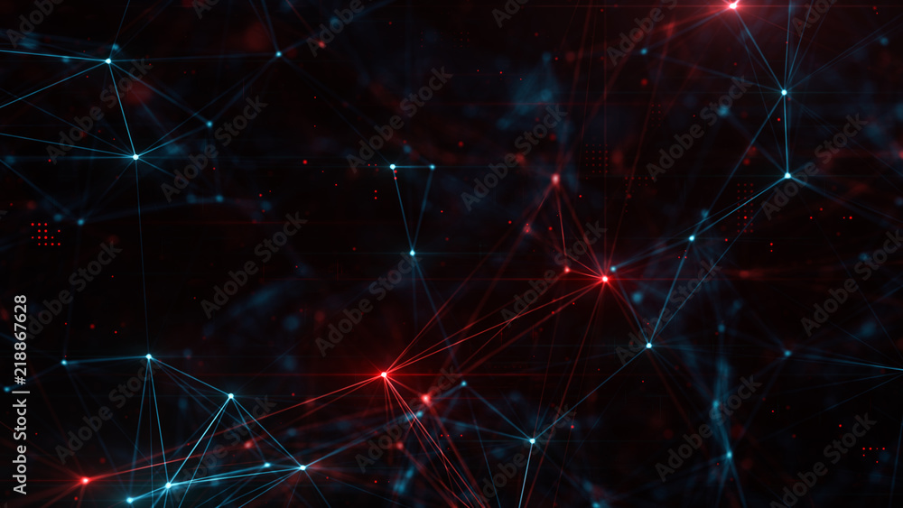 Poster abstract plexus structure of many glowing lines and particles. connection concept. creative technolo