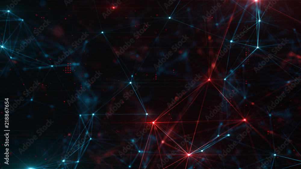 Fototapete abstract plexus structure of many glowing lines and particles. connection concept. creative technolo