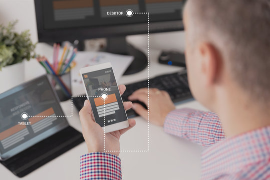 Designer working on responsive web design project