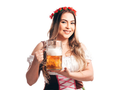 Bavarian woman celebrating the oktoberfest