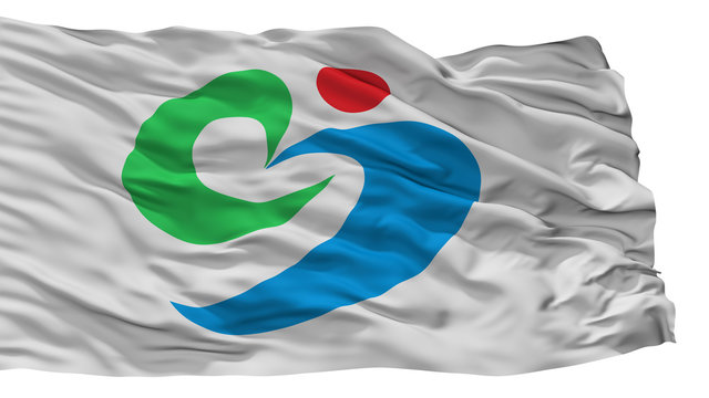 Matsuura City Flag, Country Japan, Nagasaki Prefecture, Isolated On White Background