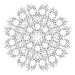 Black and white round ornament mandala