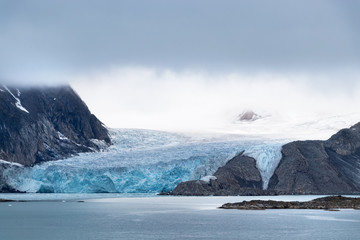 Glacier Raudfjord, Spitsbergen island, Svalbard, Norway at summer.