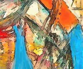 Abstract acrylic background. Watercolor texture. Psychedelic crazy art. Unusual design pattern. Warm and very bright colors.