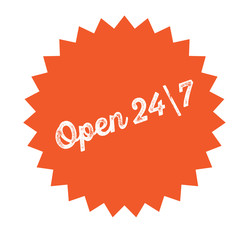 open 24-7 stamp on white
