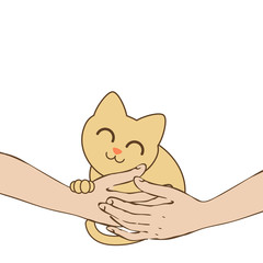 hands holding a cat