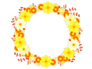 キバナコスモスと秋の花のフレーム