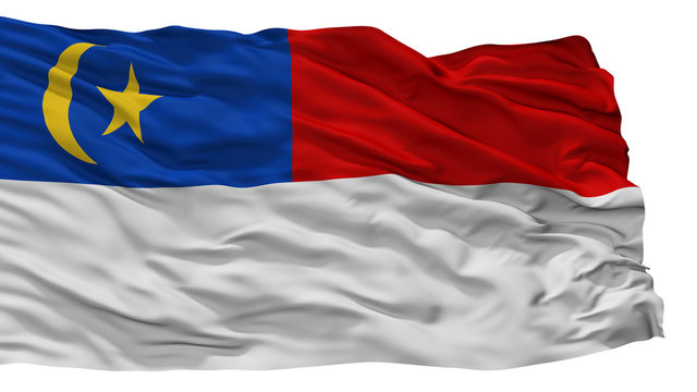 Malacca City Flag, Country Malaysia, Isolated On White Background
