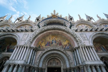 Fototapeta na wymiar Venice,Italy-July 25, 2018: Basilica di San Marco or The Patriarchal Cathedral Basilica of Saint Mark, Venice