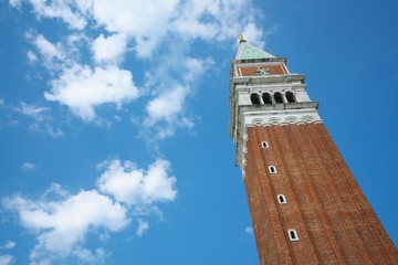 Venice,Italy-July 25, 2018: St Mark's Campanile or the bell tower of St Mark's Basilica, Venice
