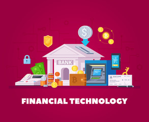 Financial Technology Flat Composition