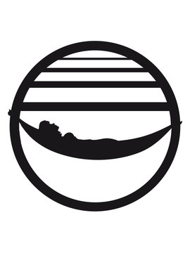 black hammock silhouette relaxing in circle clip art preview