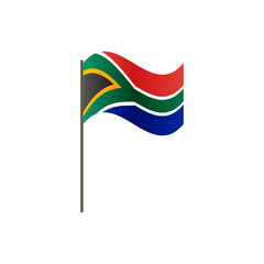 South Africa flag on the flagpole. Official colors and proportion correctly. Waving of South Africa flag on flagpole, vector illustration isolate