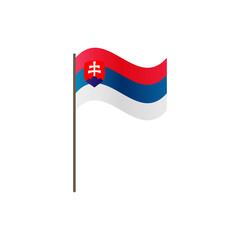 Slovakia flag on the flagpole. Official colors and proportion correctly. Waving of Slovakia flag on flagpole, vector illustration isolate