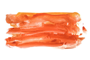 Abstract Orange Watercolor Background, Hand Paint On Paper.