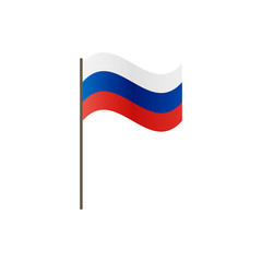 Fototapeta premium Russia flag on the flagpole. Official colors and proportion correctly. Waving of Russia flag on flagpole, vector illustration isolate