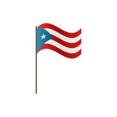 Puerto Rico flag on the flagpole. Official colors and proportion correctly. Waving of Puerto Rico flag on flagpole, vector illustration isolate