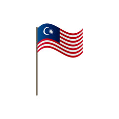 Malaysia flag on the flagpole. Official colors and proportion correctly. Waving of Malaysia flag on flagpole, vector illustration isolate