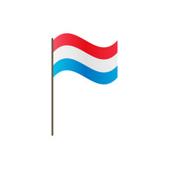 Luxembourg flag on the flagpole. Official colors and proportion correctly. Waving of Luxembourg flag on flagpole, vector illustration isolate