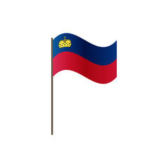 Liechtenstein flag on the flagpole. Official colors and proportion correctly. Waving of Liechtenstein flag on flagpole, vector illustration isolate