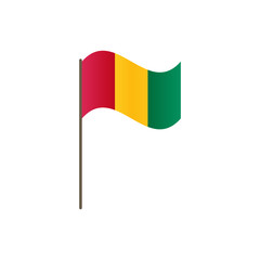 Guinea flag on the flagpole. Official colors and proportion correctly. Waving of Guinea flag on flagpole, vector illustration isolate