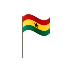 Ghana flag on the flagpole. Official colors and proportion correctly. Waving of Ghana flag on flagpole, vector illustration isolate