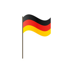 Germany flag on the flagpole. Official colors and proportion correctly. Waving of Germany flag on flagpole, vector illustration isolate