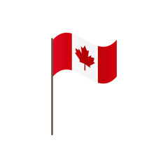 Fototapeta na wymiar Canada flag on the flagpole. Official colors and proportion correctly. Waving of Canada flag on flagpole, vector illustration isolate