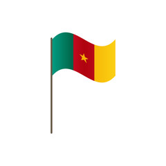 Cameroon flag on the flagpole. Official colors and proportion correctly. Waving of Cameroon flag on flagpole, vector illustration isolate