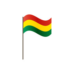 Bolivia flag on the flagpole. Official colors and proportion correctly. Waving of Bolivia flag on flagpole, vector illustration isolate
