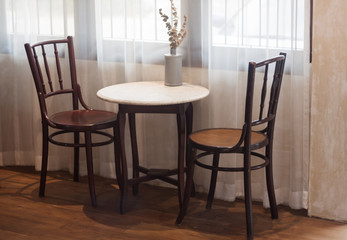 Table decorated in coffee shop