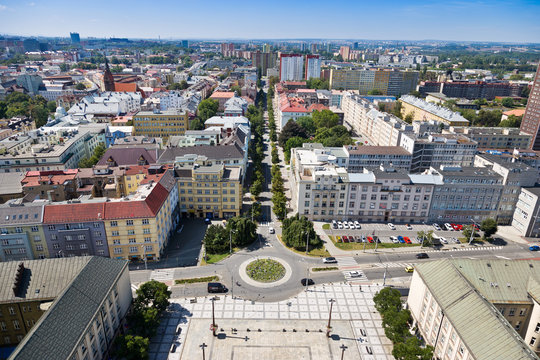 view from town hall tower, Ostrava city, North Moravia, Czech republic