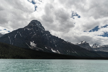 Panorama of dramatic landscape along the Icefields Parkway, Canada