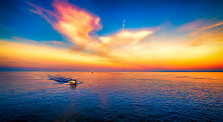 Beautiful Golden Sunset at Lake Superior Canal Park Duluth