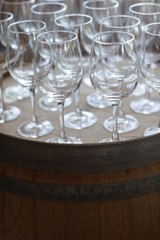 elegant Table decoration with wine glasses, glasses, forks, ornaments, ready to serve in event, wedding, celebration, xv years, baptism