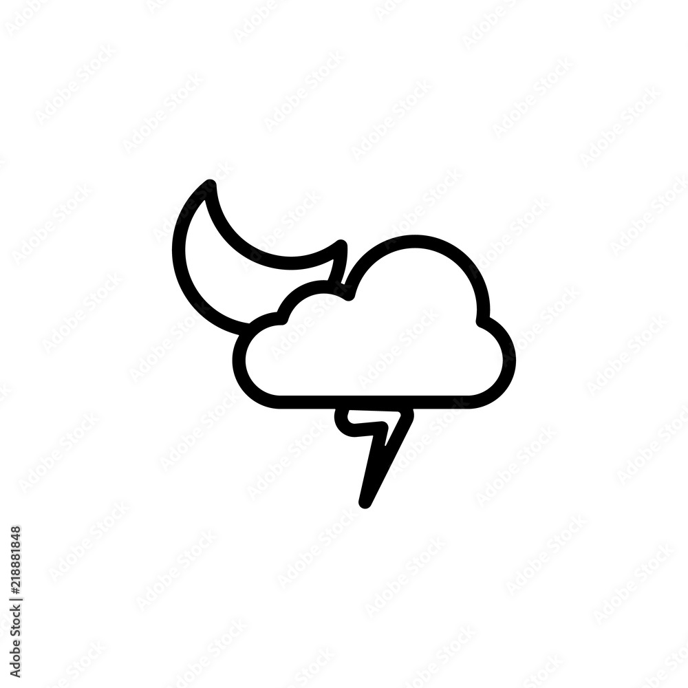 Poster cloudy moon storm sign icon. element of weather sign for mobile concept and web apps icon. thin line