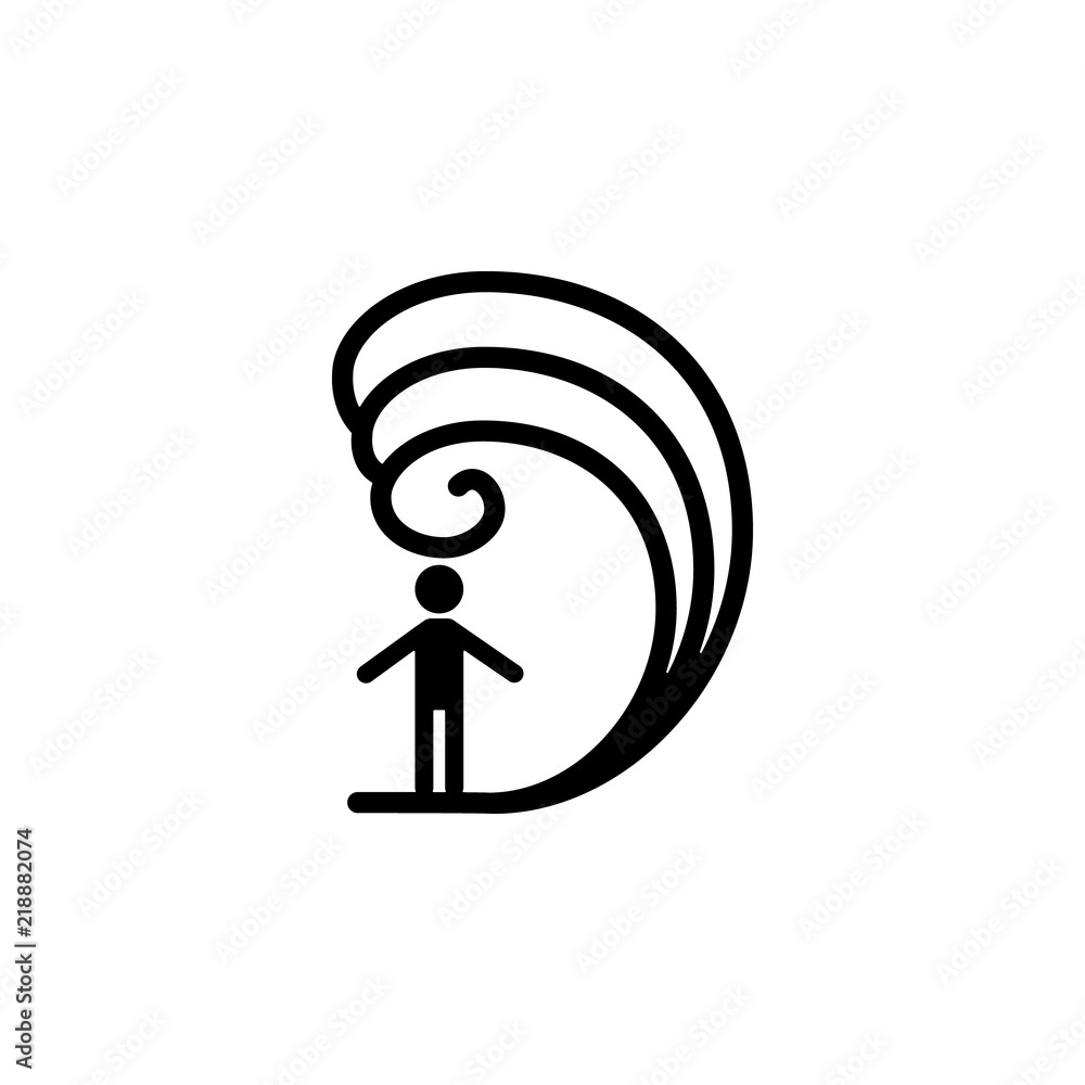 Poster man tsunami sign icon. element of weather sign for mobile concept and web apps icon. thin line icon 