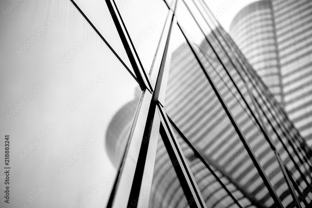Poster business building in hong kong with b&w color