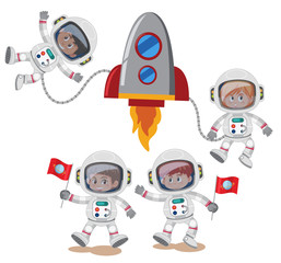 A set of astronaut on white background