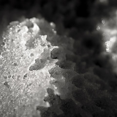 Vintage science research image concept. Baking soda, vinegar chemical reaction product, sodium acetate, hot ice.