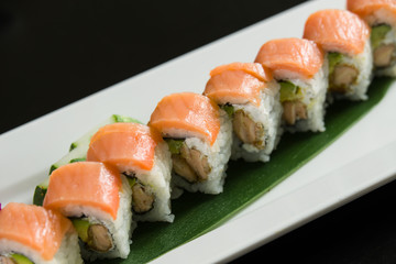 Sushi on a white plate